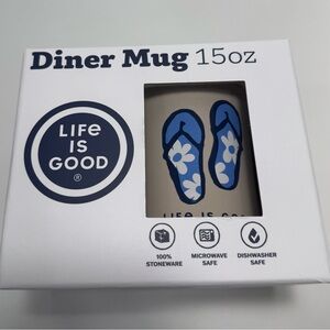 Life Is Good NWT Flip flopโ Large Dinner Coffee Mug In Gift box Microwave Safe